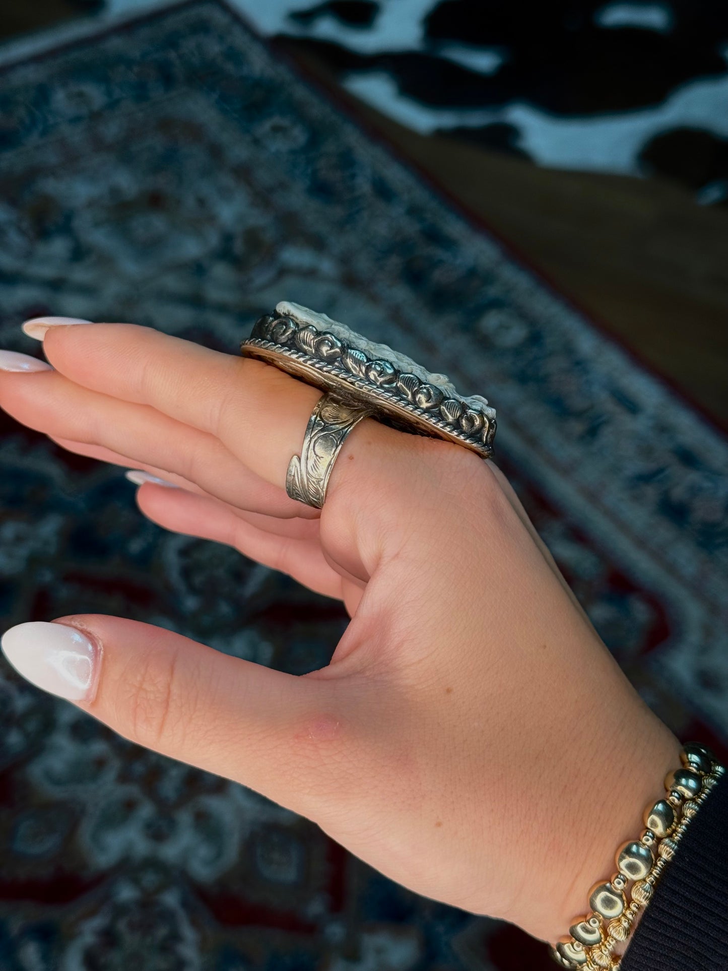 Buffalo Tibetan Silver Adjustable Ring