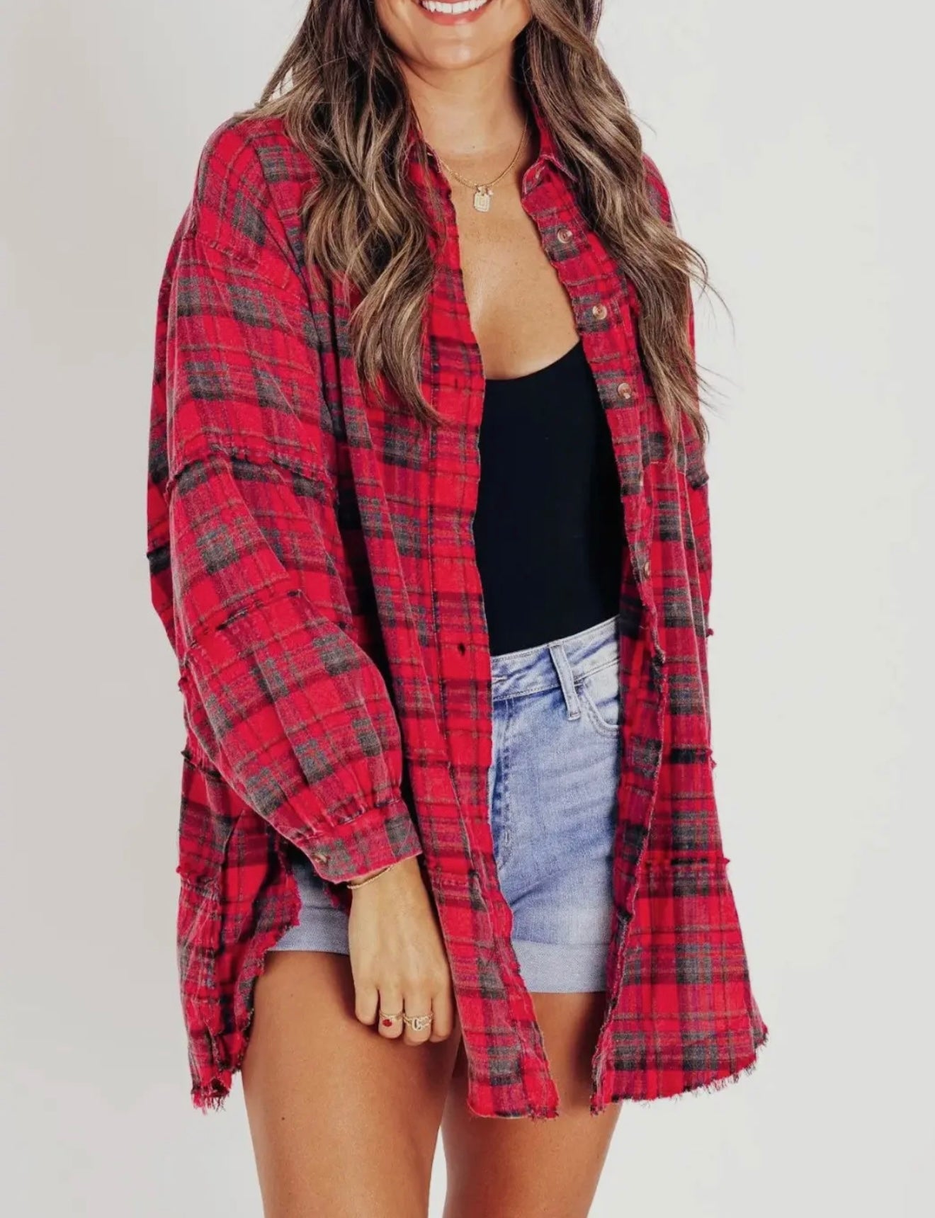 Oversized Plaid Button Up