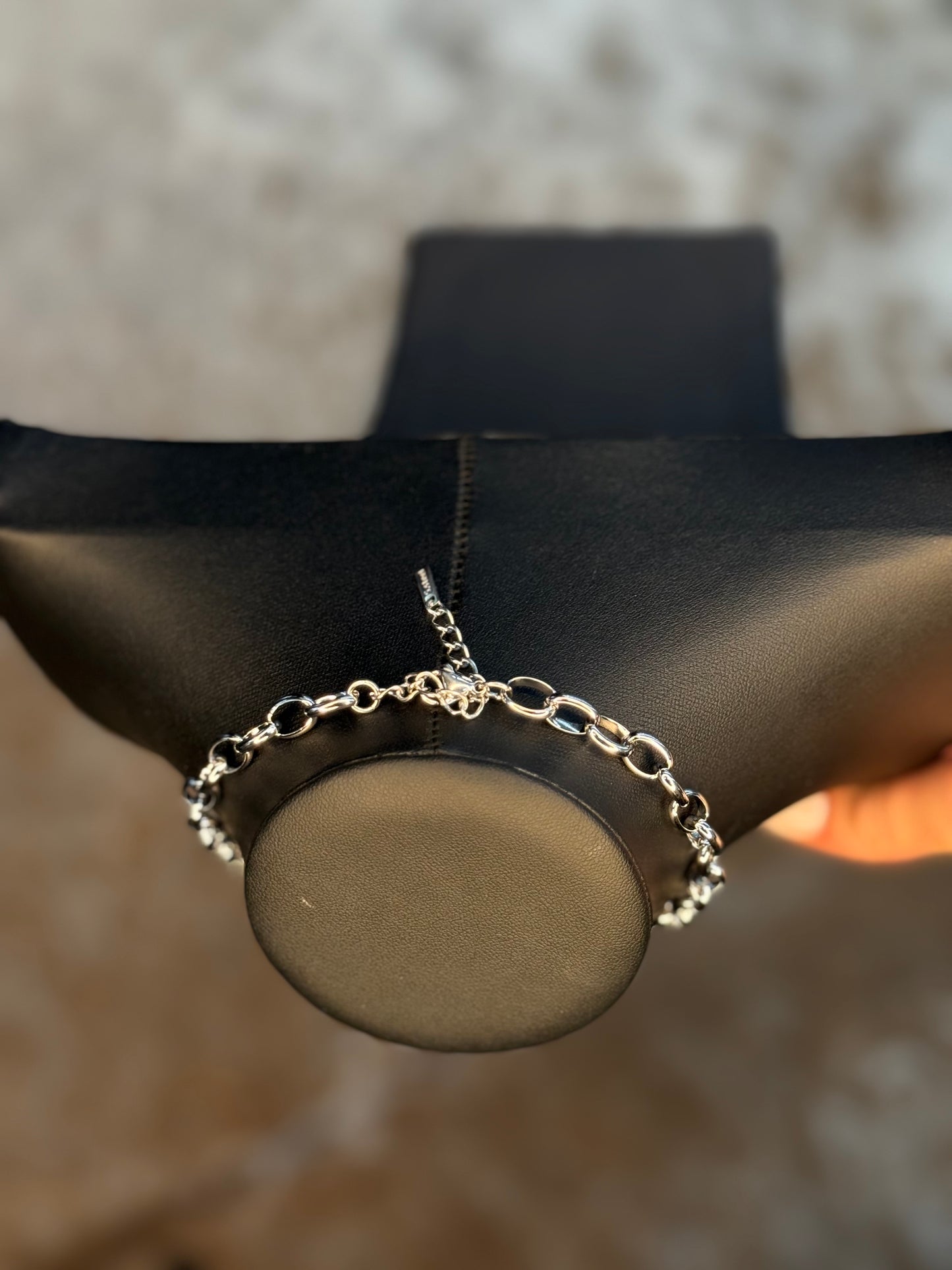 Water Resistant Silver Circle Pendant Necklace