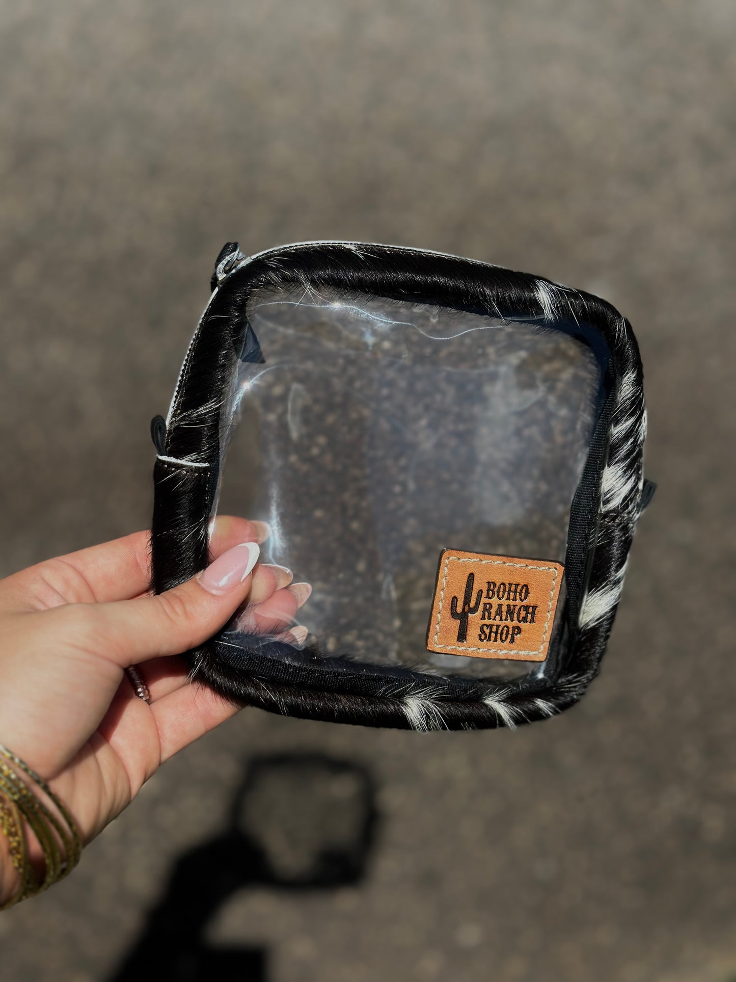 Cowhide and Clear Case Bag