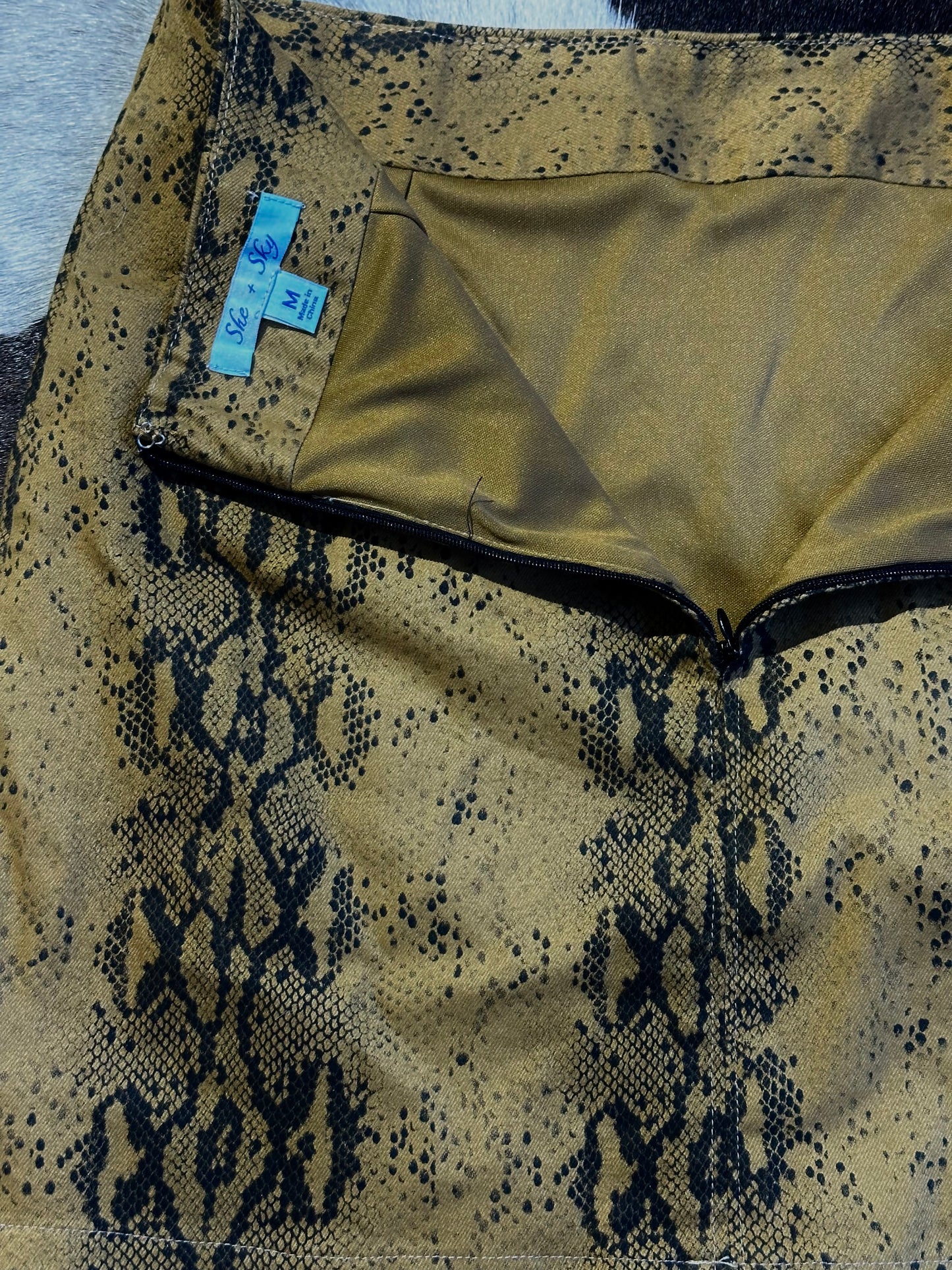 She-Sky Snakeskin Print Skirt