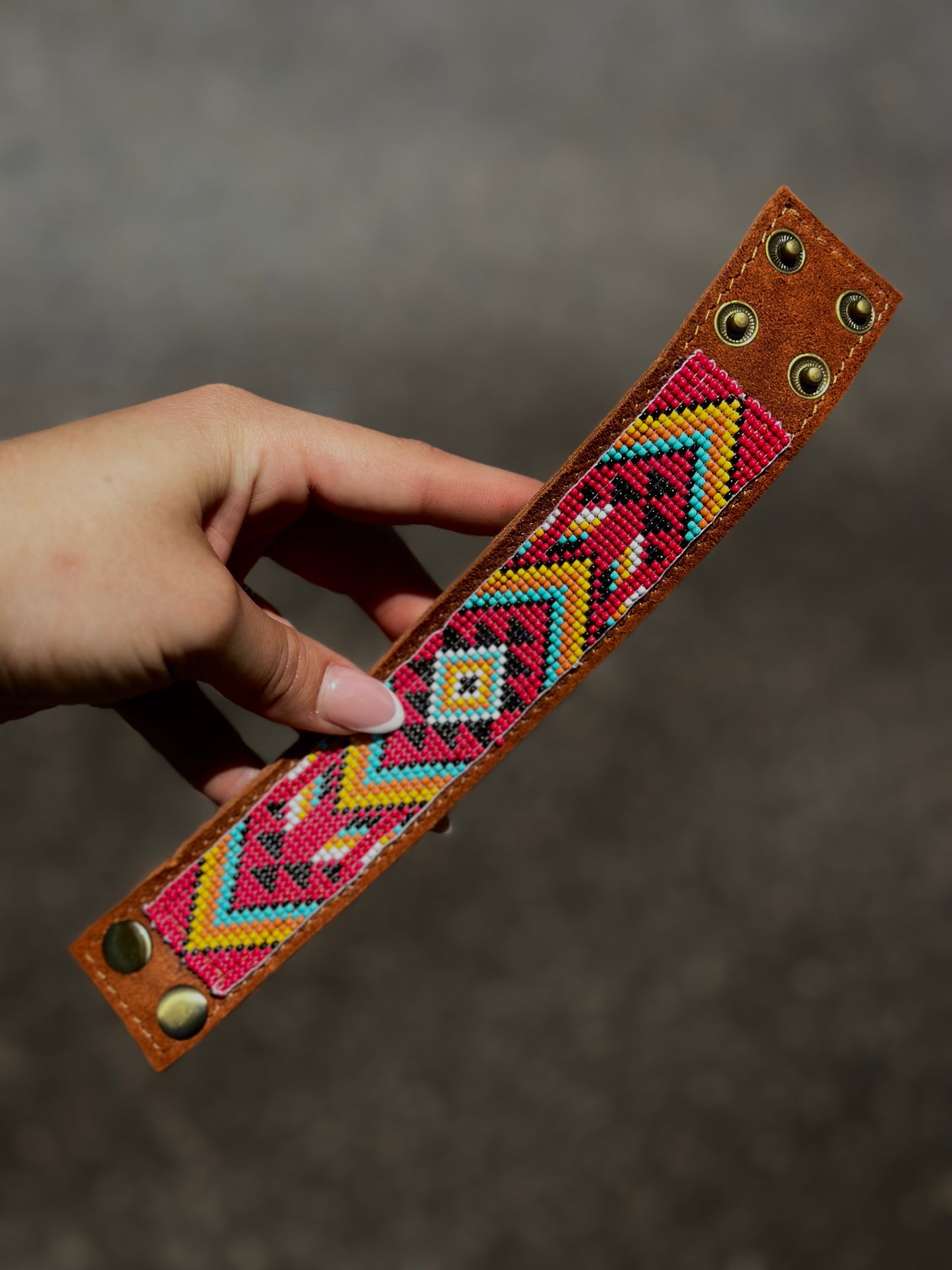 Genuine Leather Seed Bead Adjustable Bracelet
