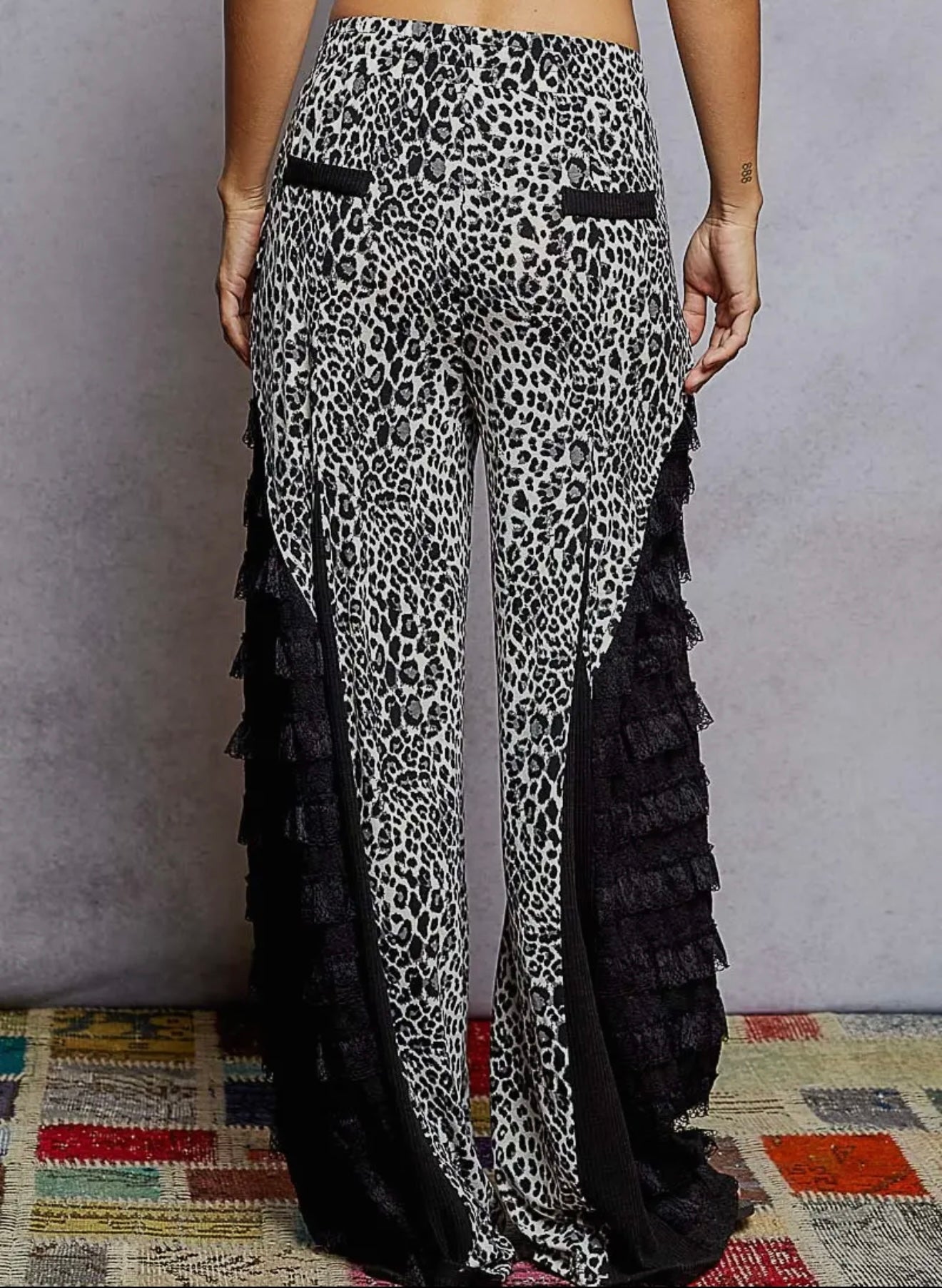 POL Lace Leopard Wide Leg Pants
