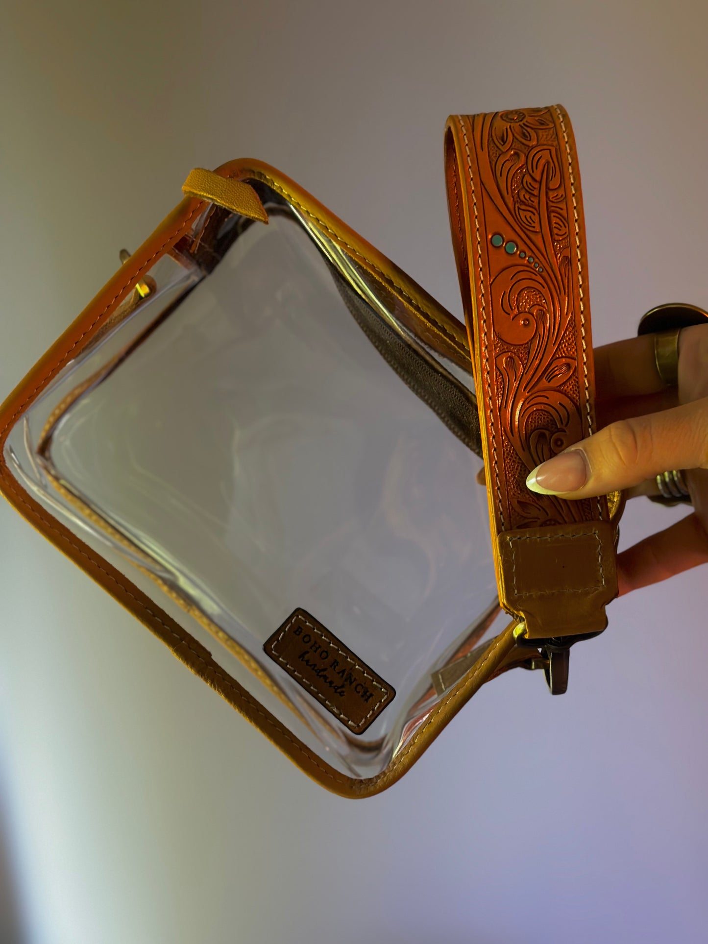 Genuine Leather Clear Wristlet