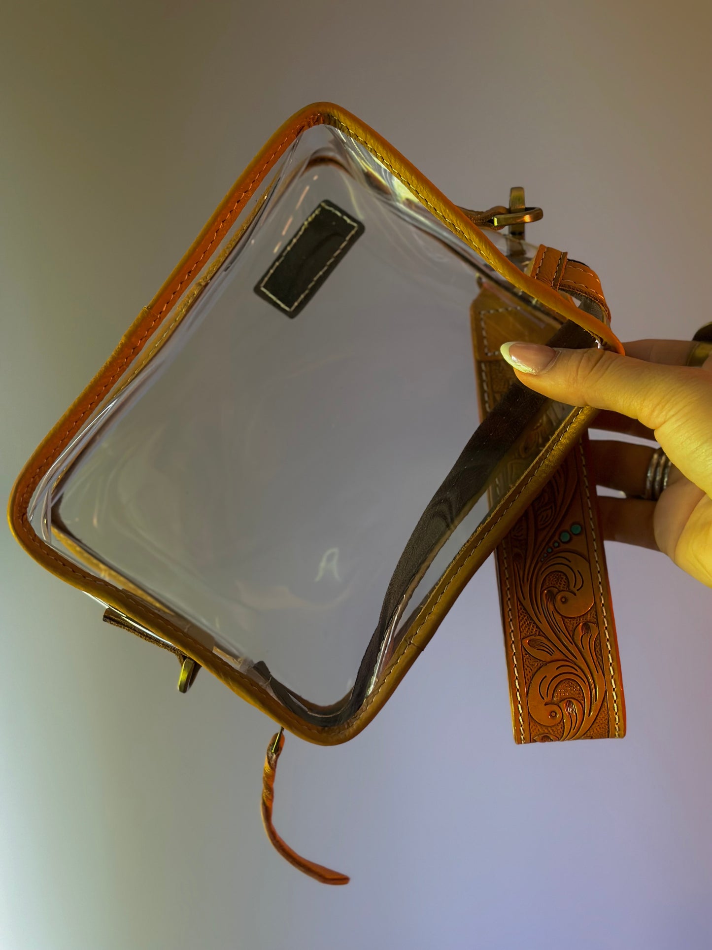 Genuine Leather Clear Wristlet