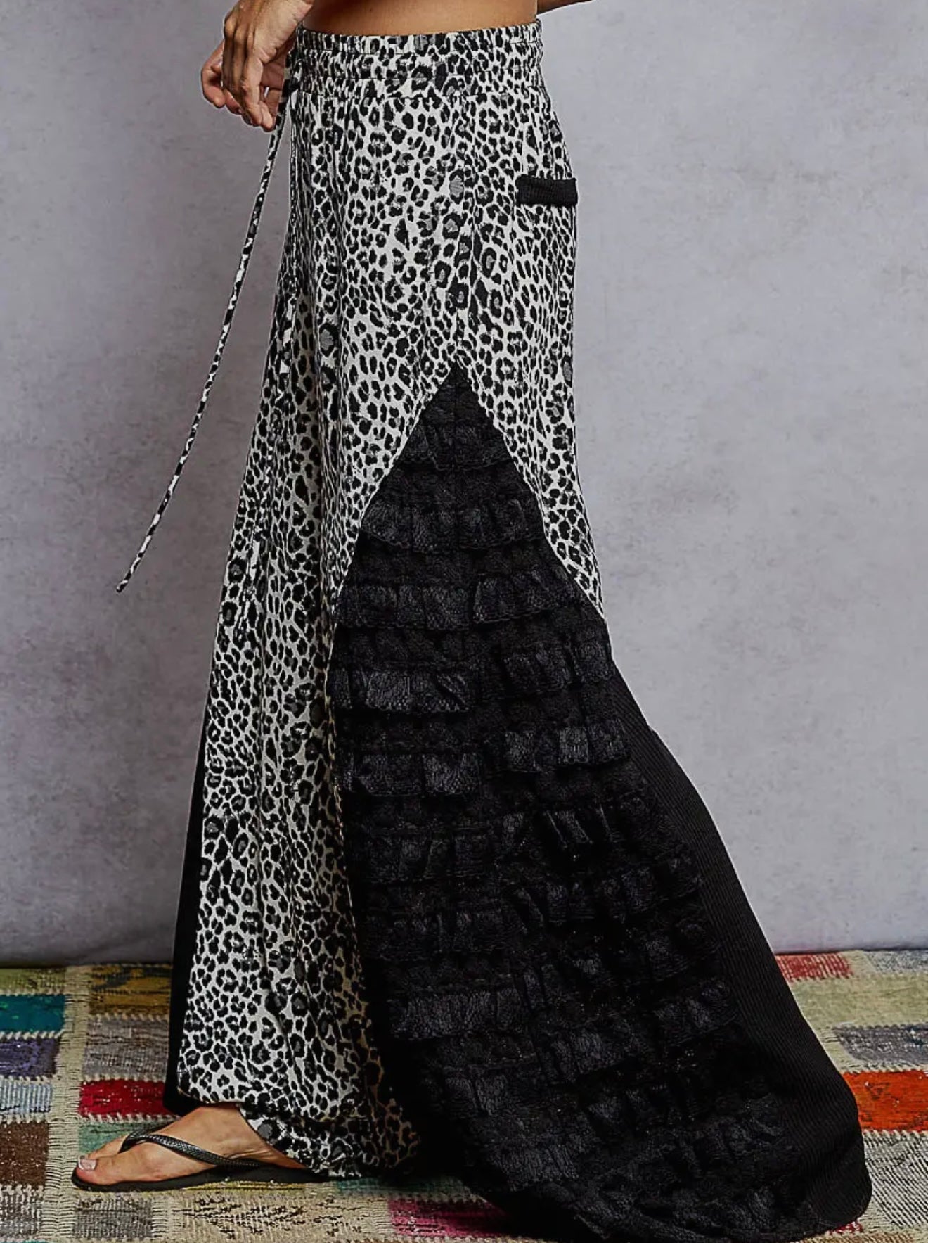 POL Lace Leopard Wide Leg Pants