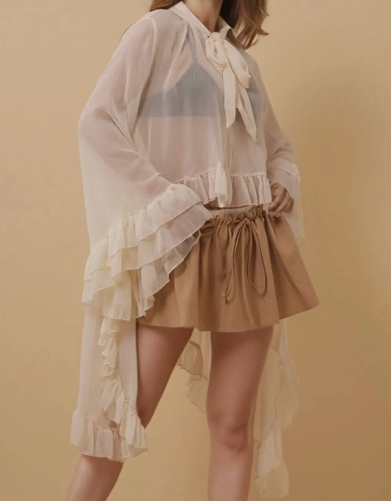 Ruffle Sleeve Oversized Top