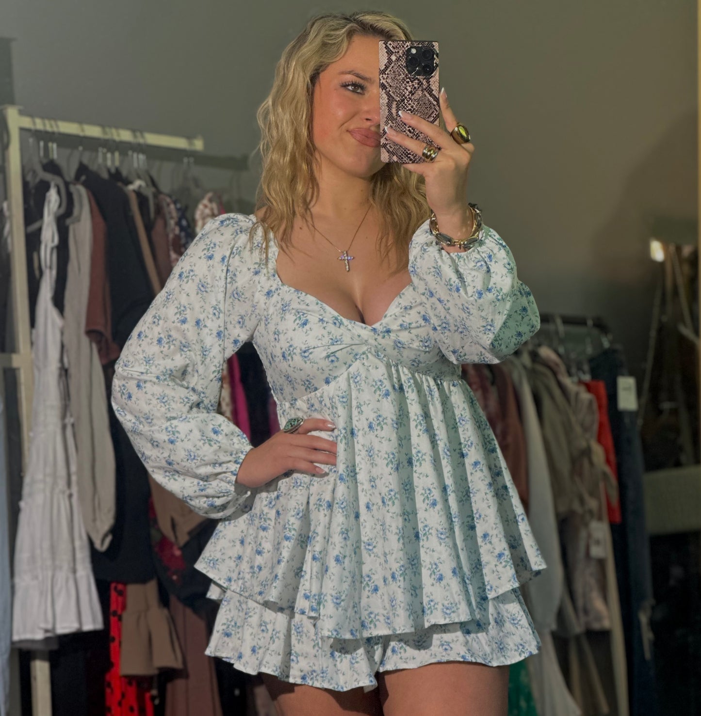 Altar’d State Blue and White Romper
