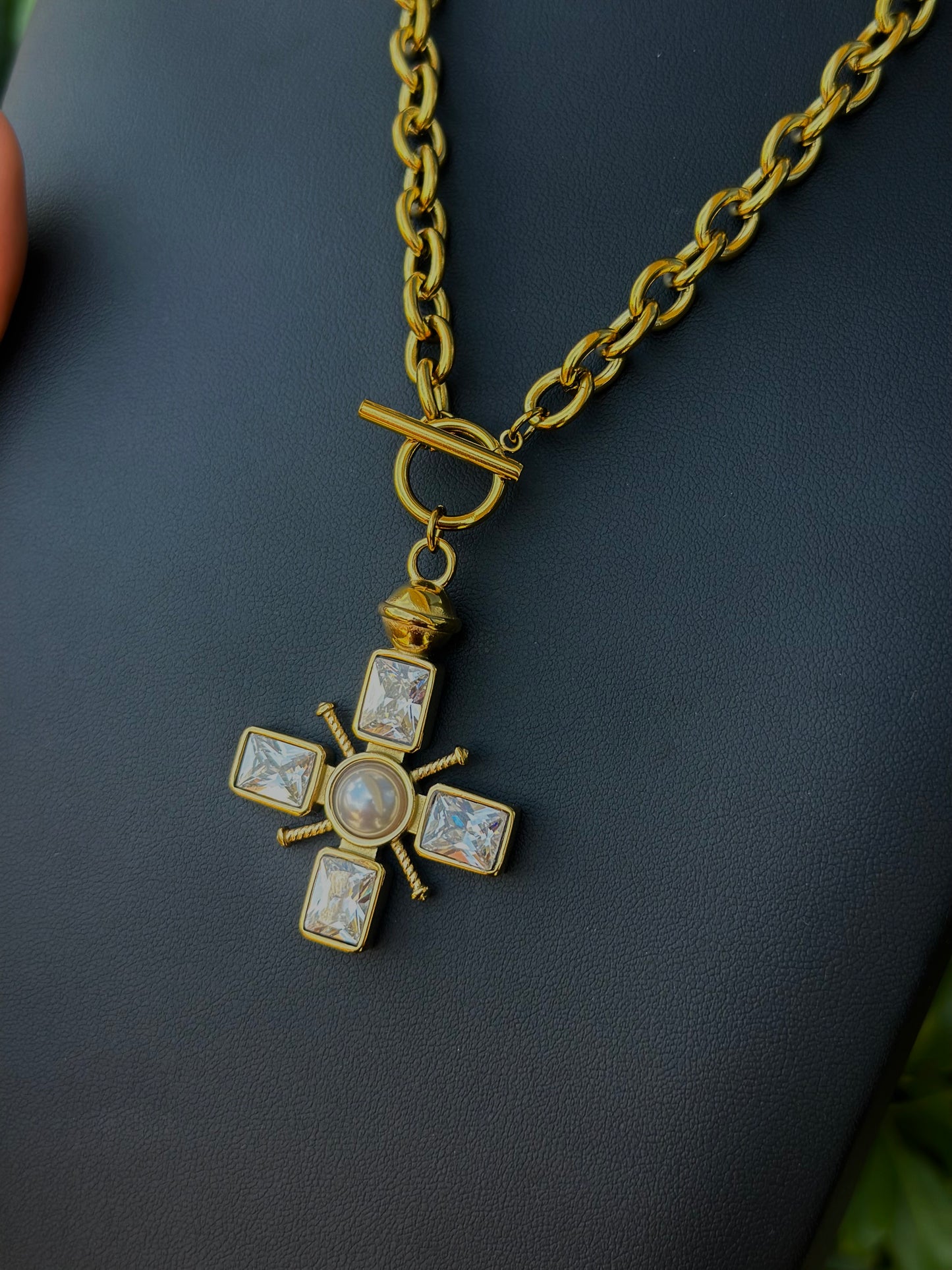 Water Resistant Diamond and Pearl Cross