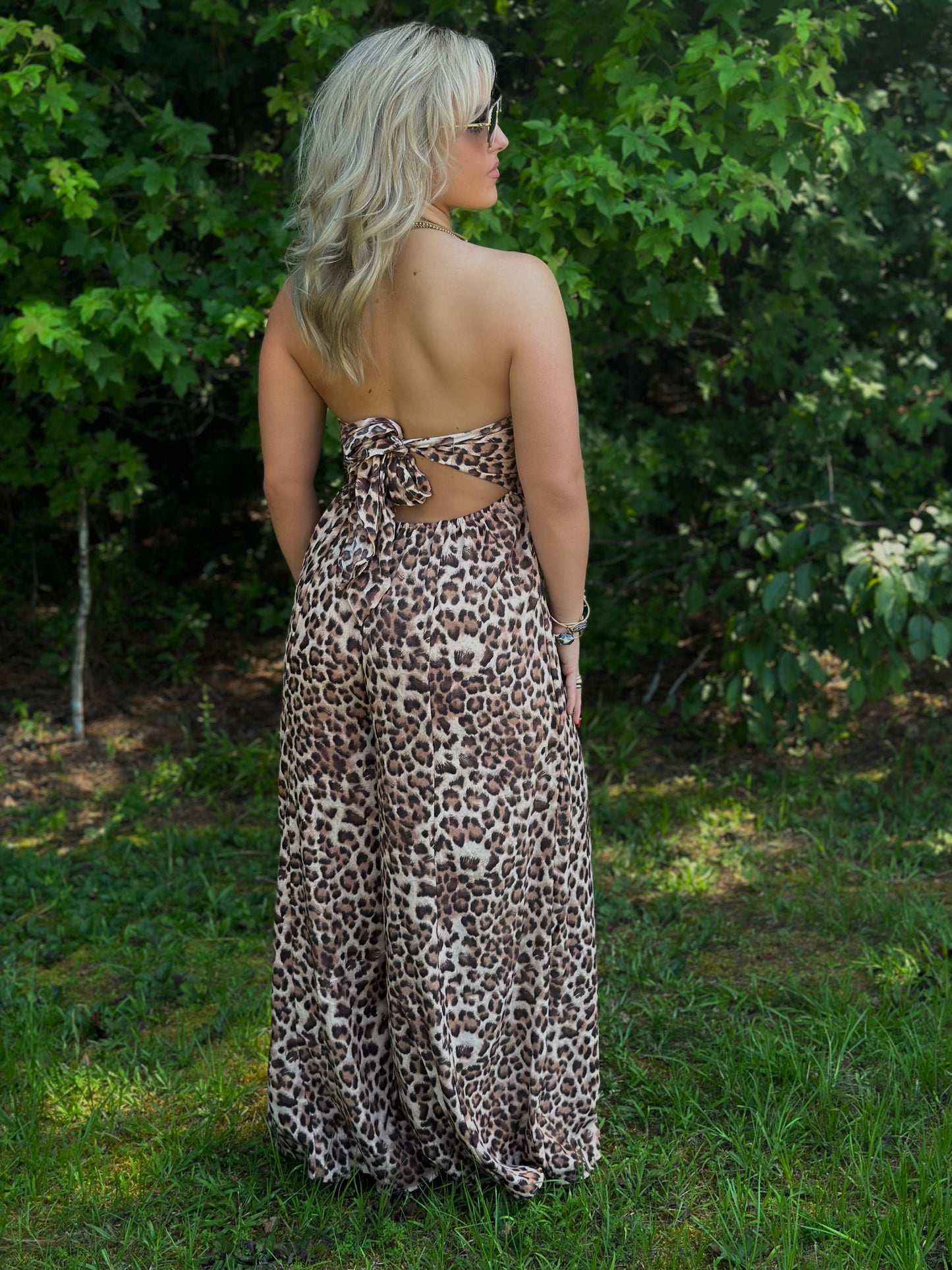 Wild Child Cheetah Wide Leg Jumpsuit
