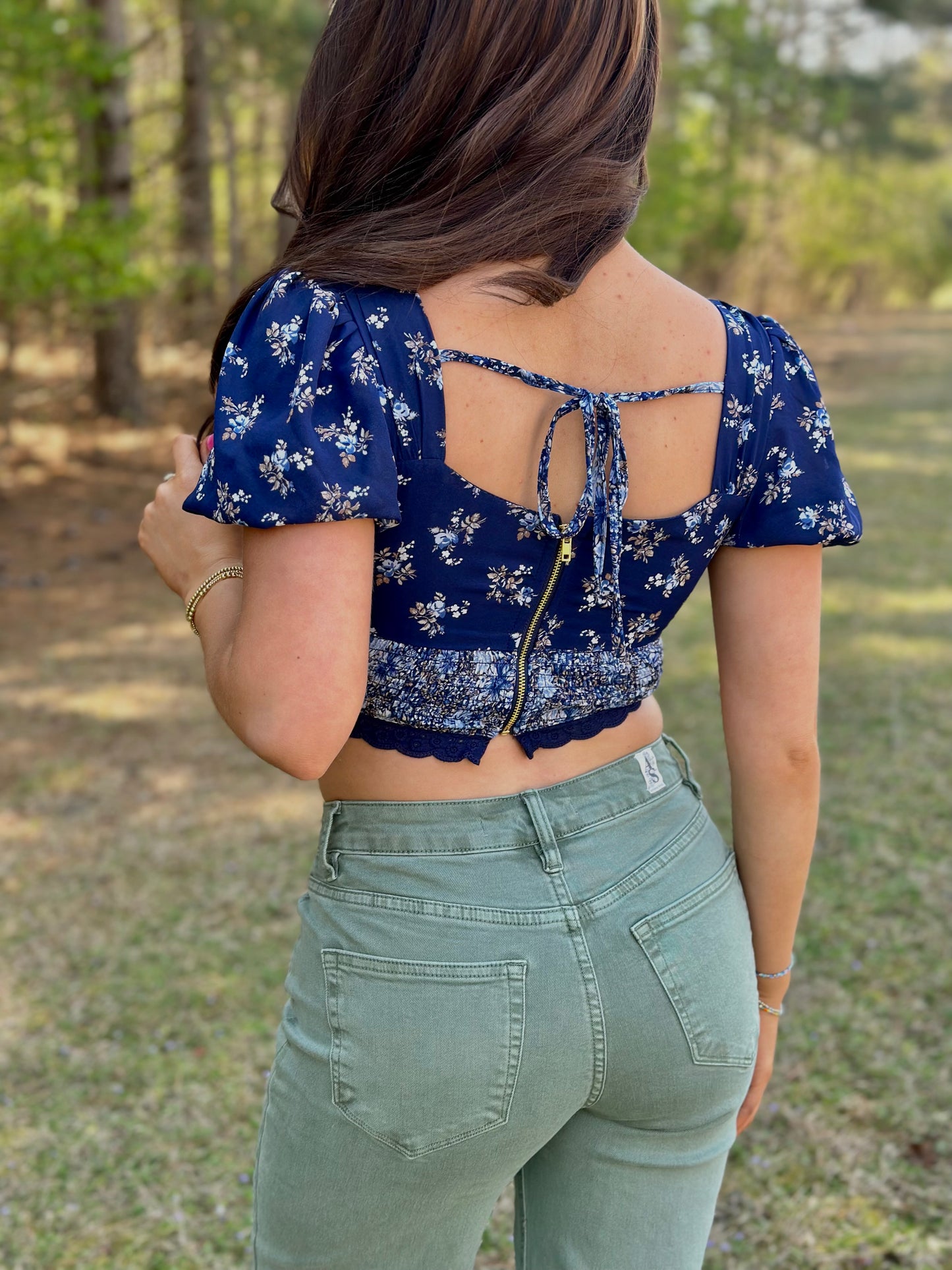 Altar’d State Floral Blue Top