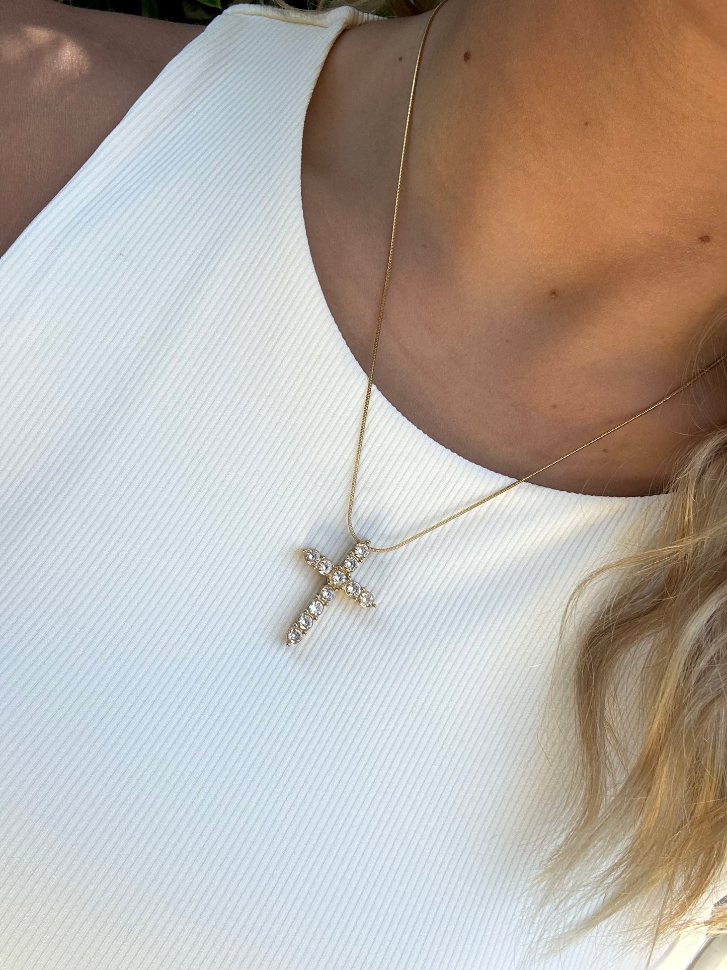 Diamond Cross Water Resistant Necklace