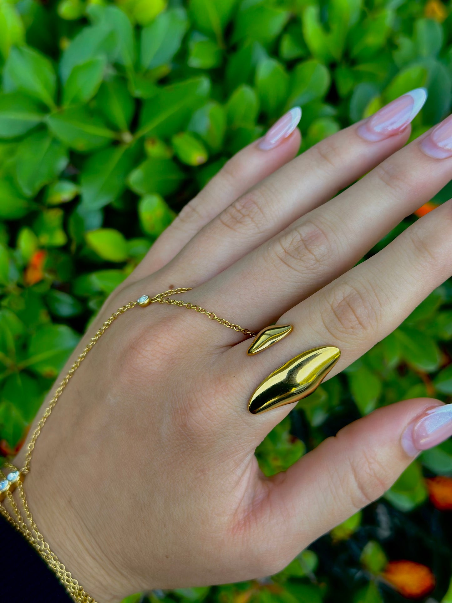 Water Resistant Gold Abstract Adjustable Ring
