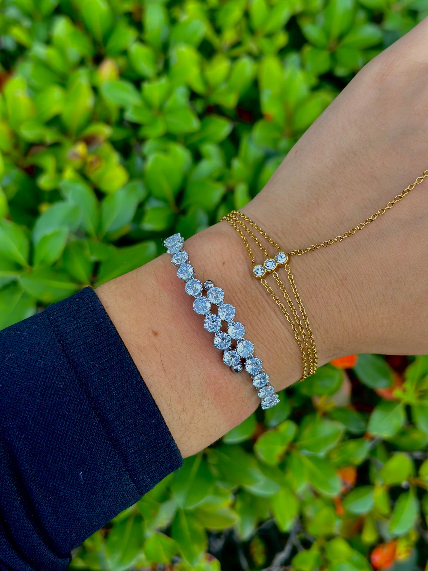 Water Resistant Silver Diamond Adjustable Wrap Bracelet