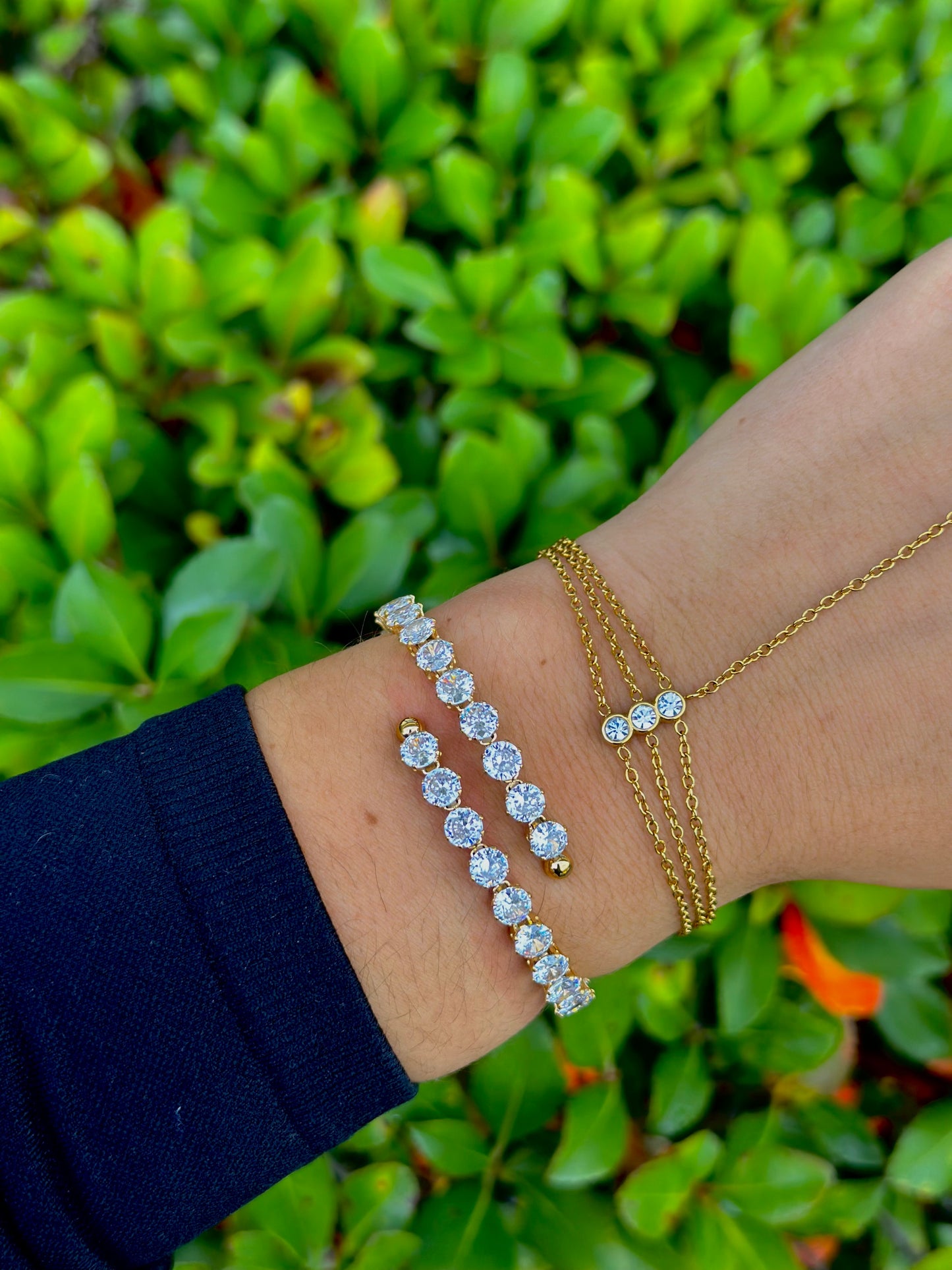 Water Resistant Gold Diamond Adjustable Wrap Bracelet