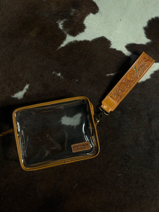 Genuine Leather Clear Wristlet