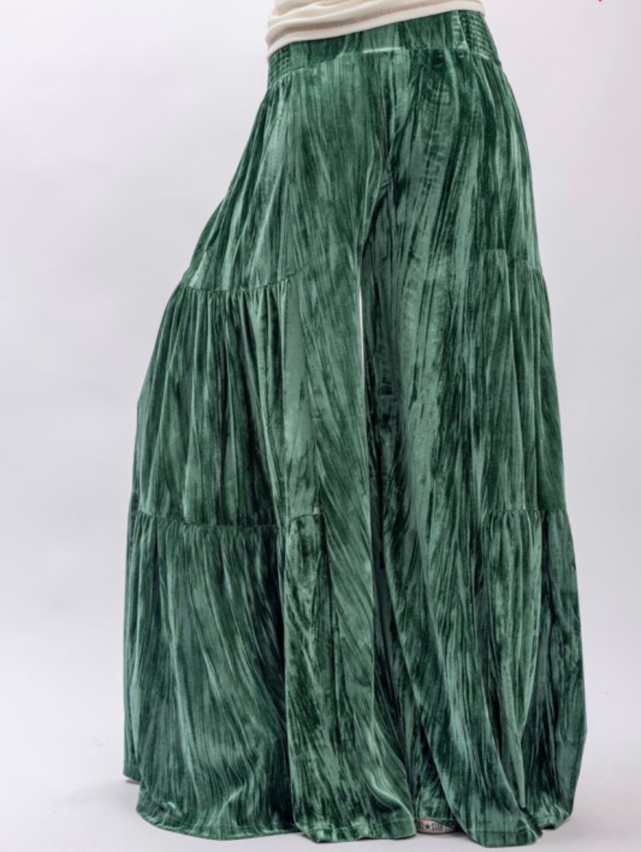 Vibin Velvet Green Wide-Leg Pants