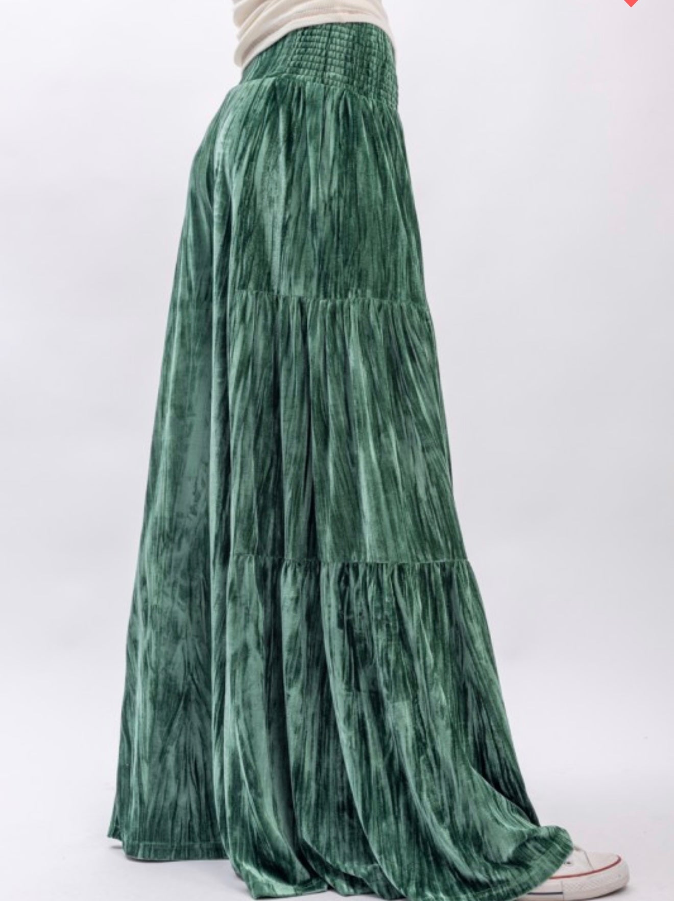 Vibin Velvet Green Wide-Leg Pants