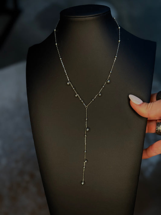 Water Resistant Lariat Silver Necklace