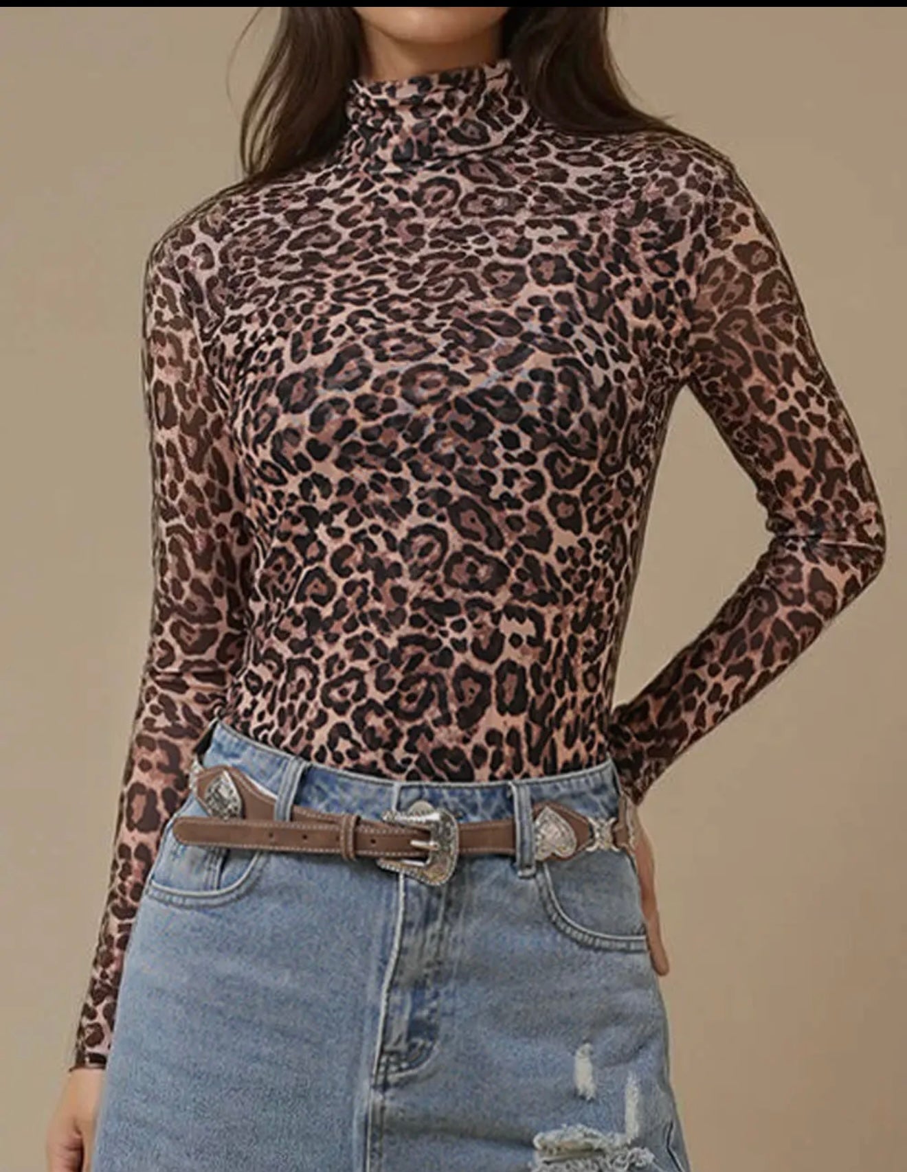 Leopard Mesh Top