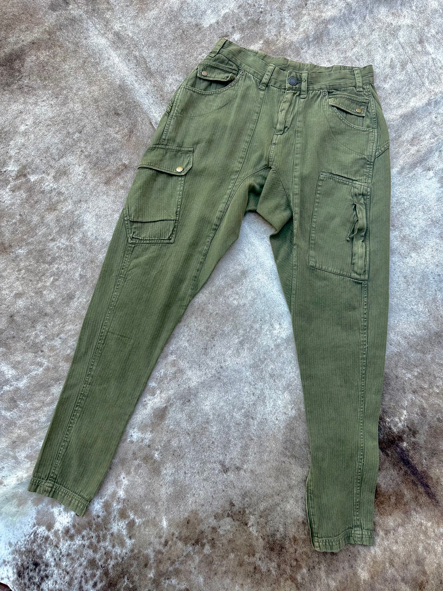 Free People Green Cotton Cargo Pants