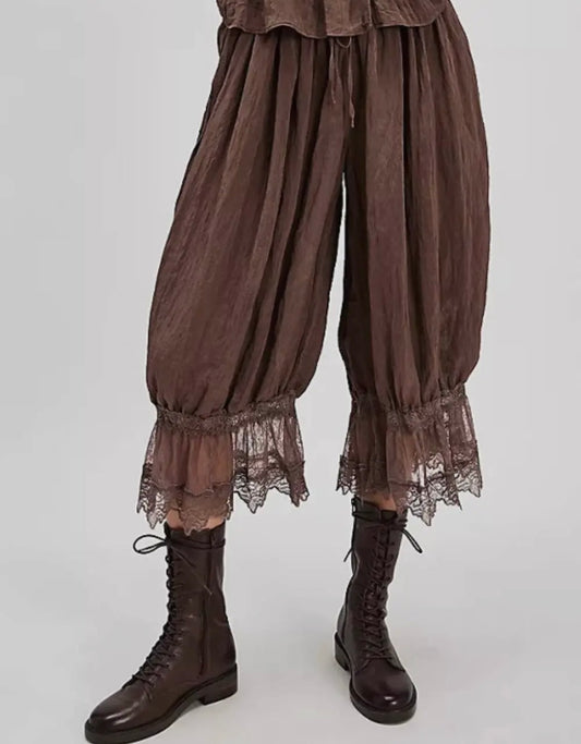 Cocoa Lace Tie Lantern Pants