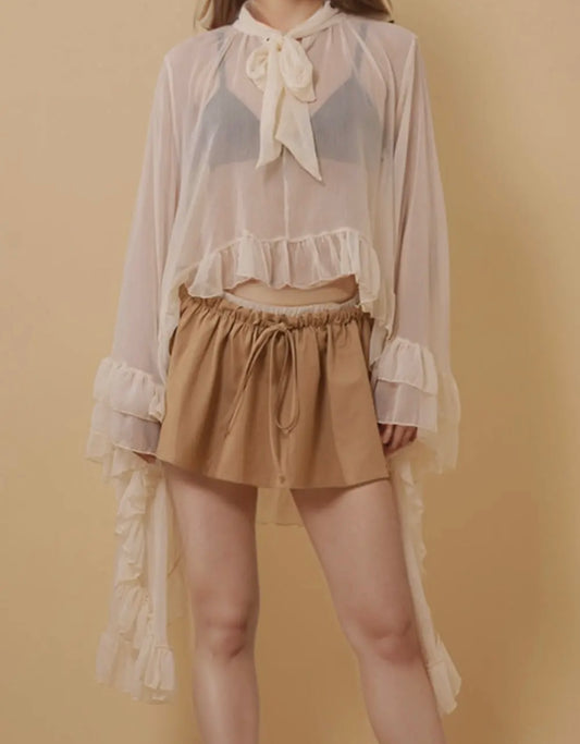 Ruffle Sleeve Oversized Top