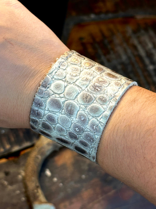 Croc Embossed Leather Bracelet