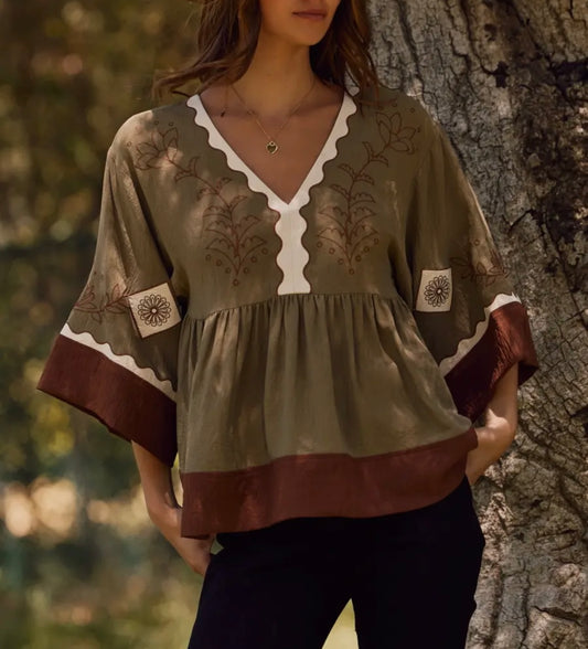 Oddi Boho Green Blouse