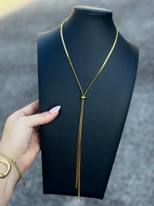 Water Resistant Gold Lariat Necklace