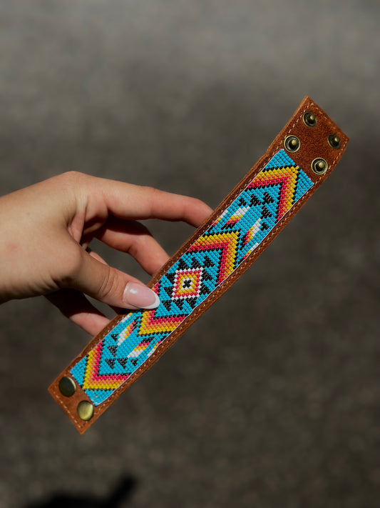 Genuine Seed Bead Leather Bracelet