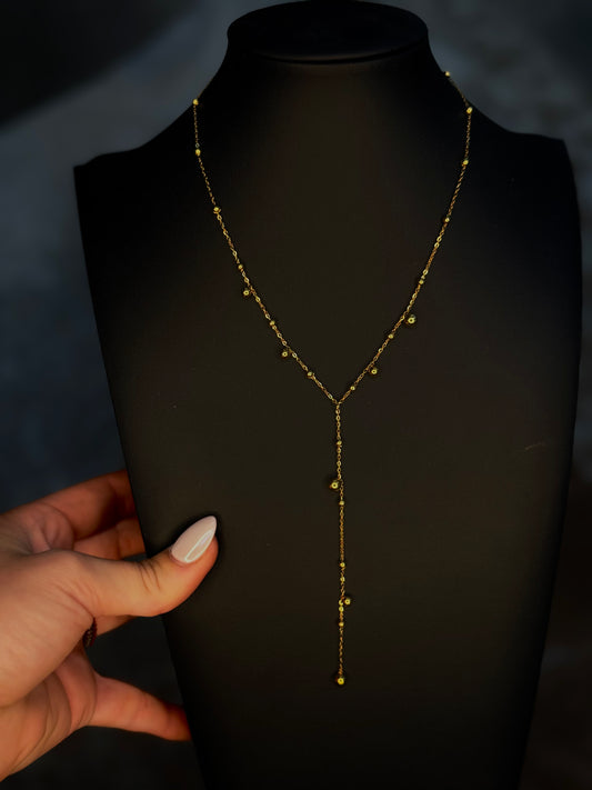Water Resistant Gold Lariat Necklace