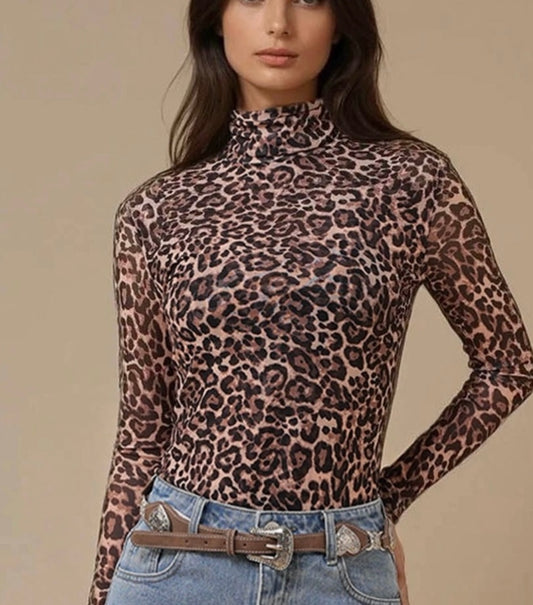 Cheetah Print Mesh Top