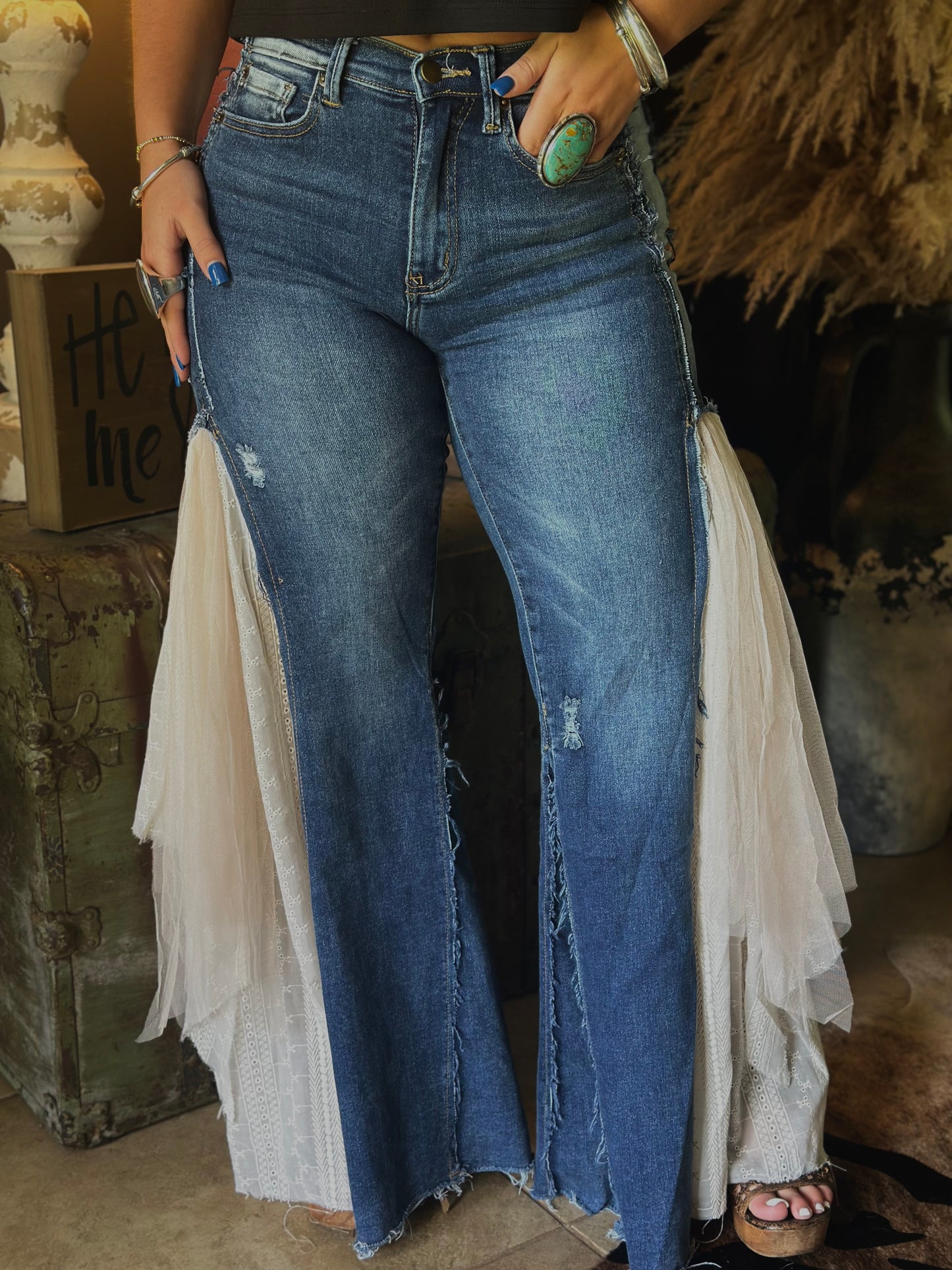 Wild One Wide Leg Lace Jeans