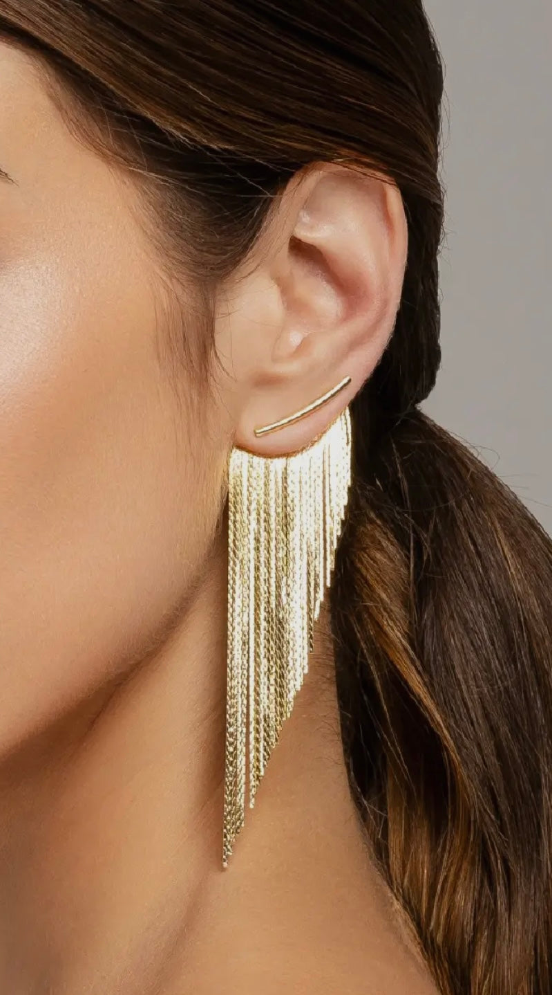 Tassel Fringe Gold Earrings