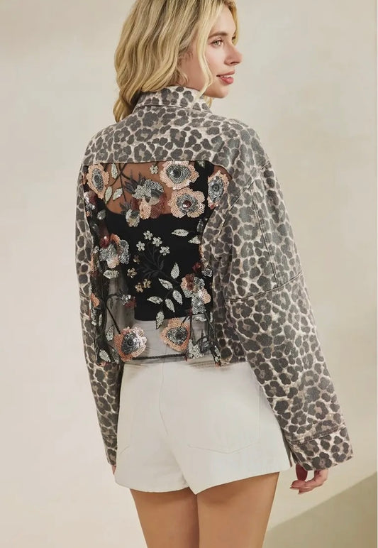 Leopard Denim and Floral Jacket