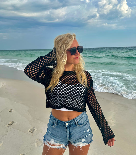 Black Knit Crop Top