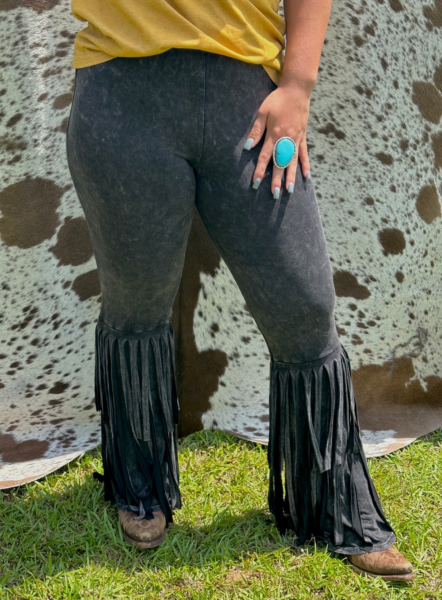 Rodeo Babe Fringe Pants Black