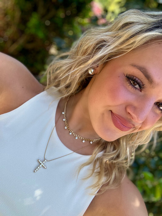 Diamond Cross Water Resistant Necklace