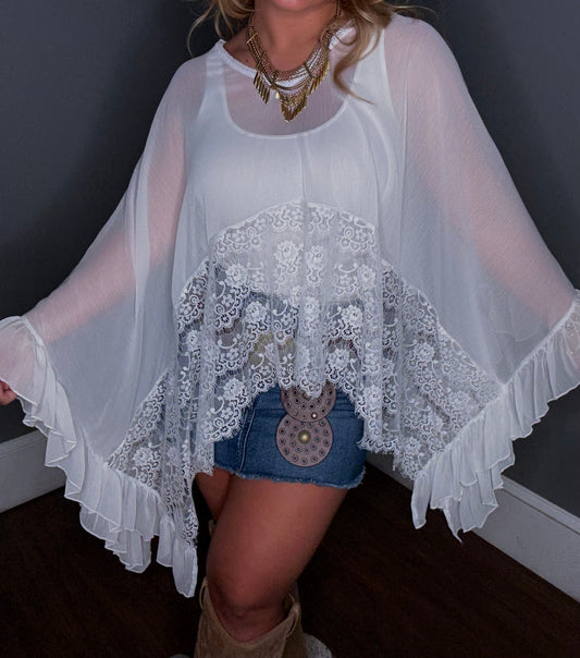 Tuesdays Gone White Embroidered Blouse
