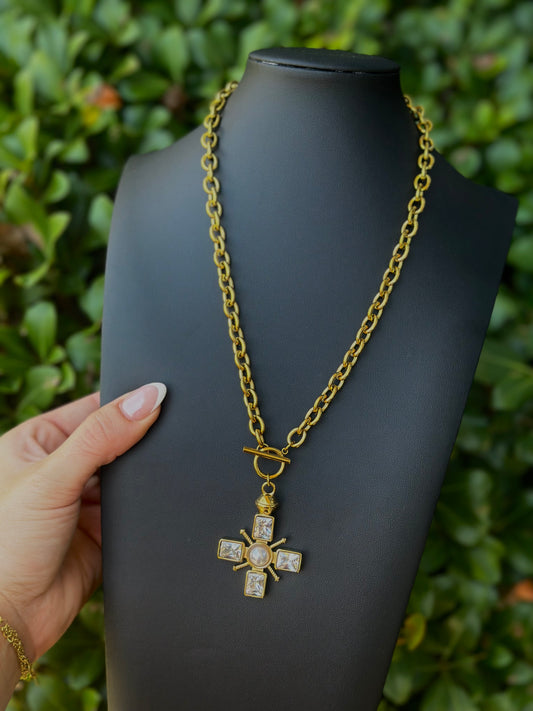 Water Resistant Diamond and Pearl Cross