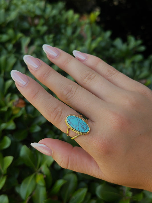 Water Resistant Turquoise Stone Ring