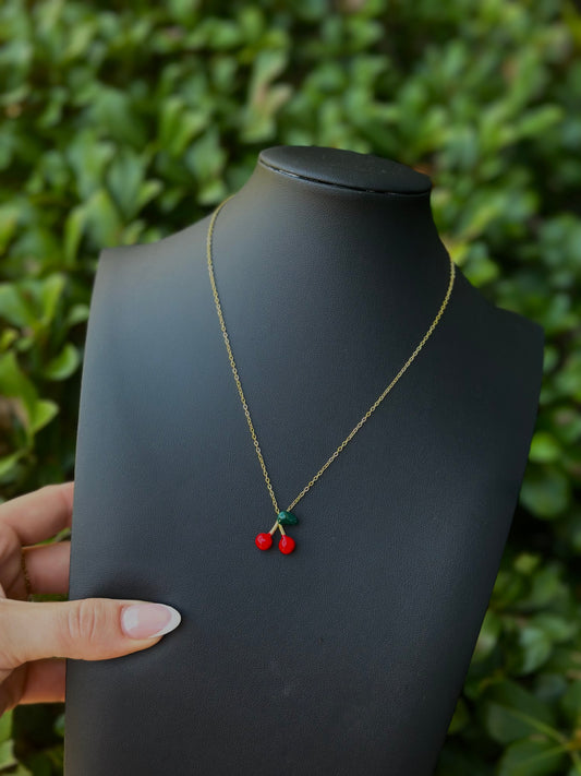 Water Resistant Cherry Necklace