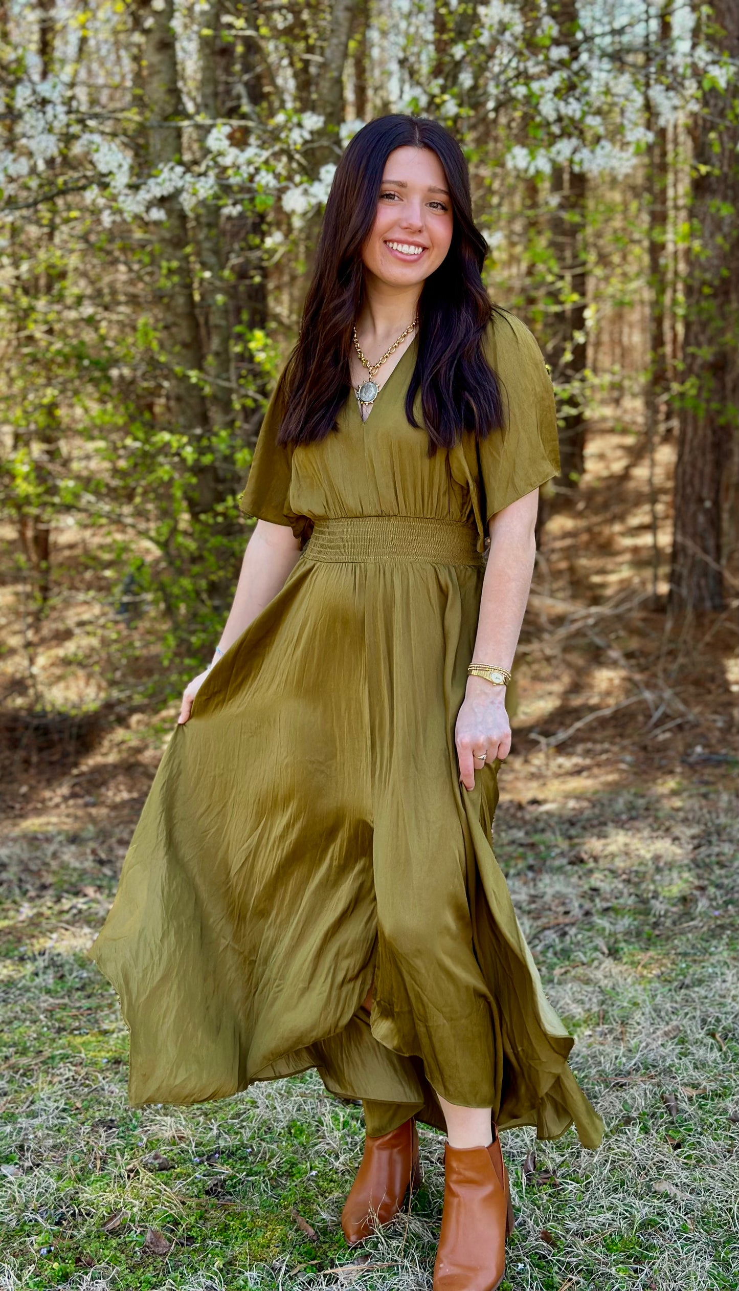 Autumn Olive Maxi Dress