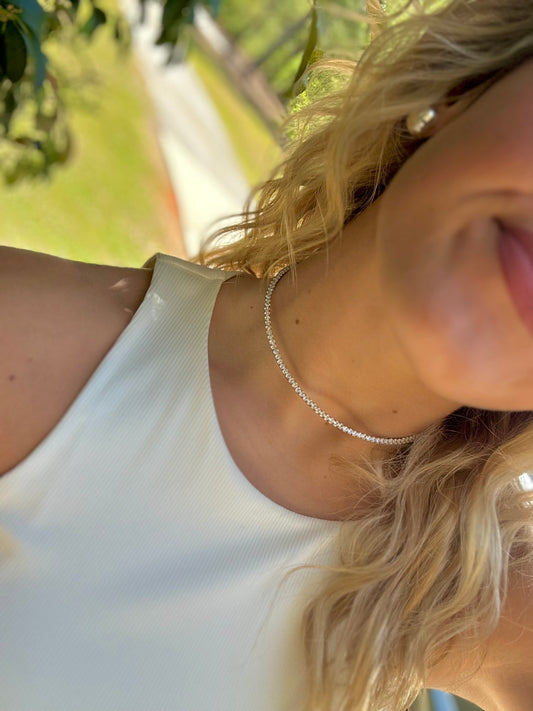 Water Resistant Tennis Necklace-Gold