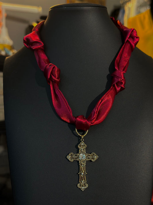 Red Cross Scarf Necklace
