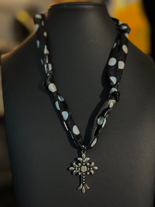 Polka Dot Scarf Necklace