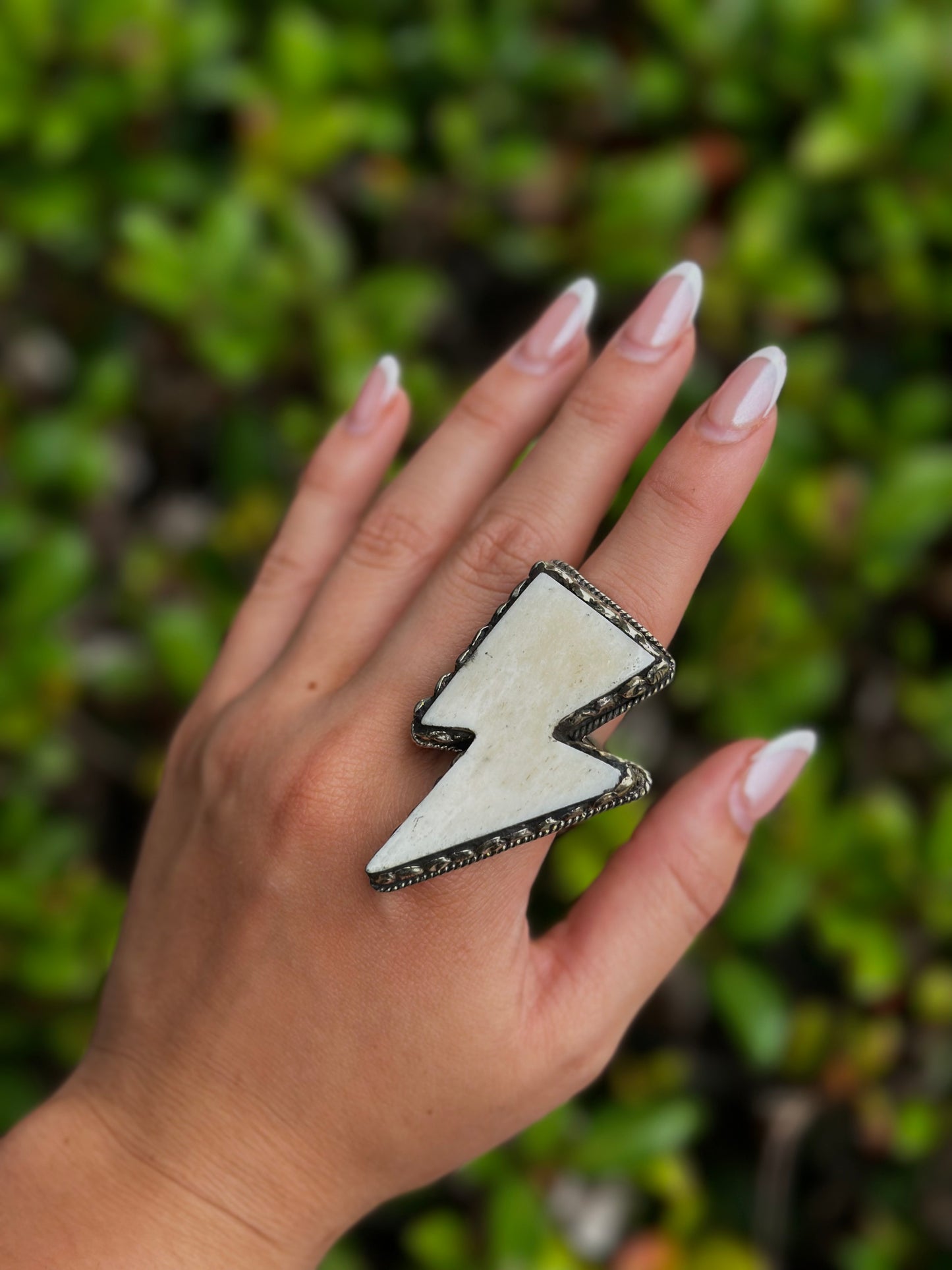 Tibetan Silver Lightning Bolt Ring