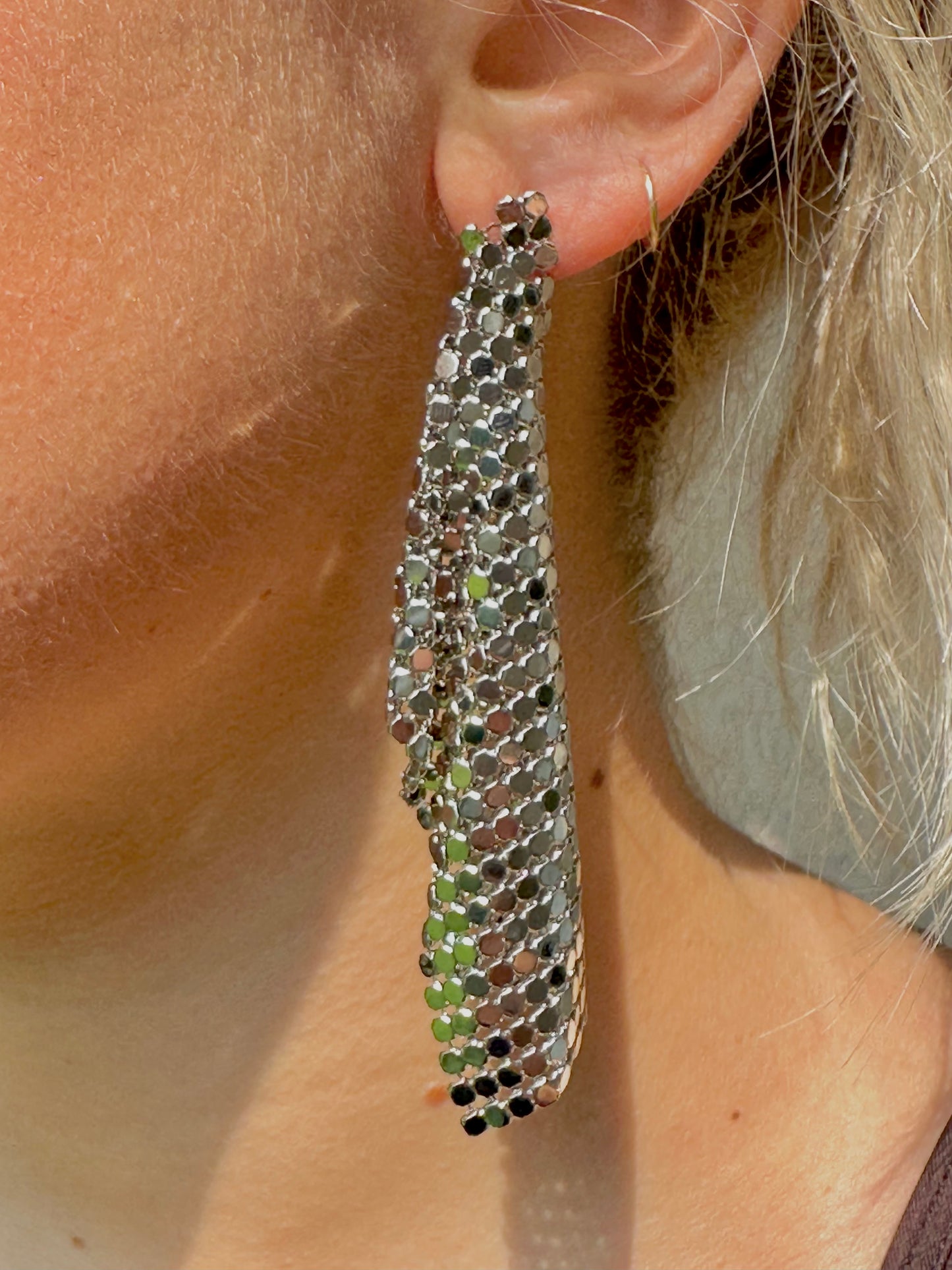 Mesh Chain Silver Drop Earrings